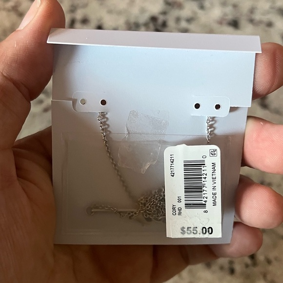 New - Kendra Scott Silver Necklace with Black Pendant - Picture 3 of 3